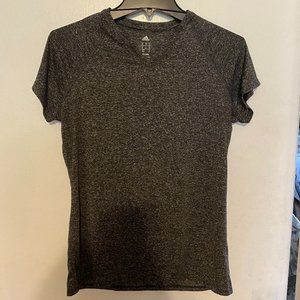 Adidas Climalite Heathered Black Gray Women’s Med Tee V Neck Short Sleeve EUC